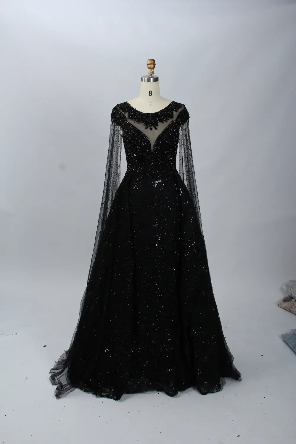 Embellished A-Line Mother of the Bride Dress with Long Sleeves MK075