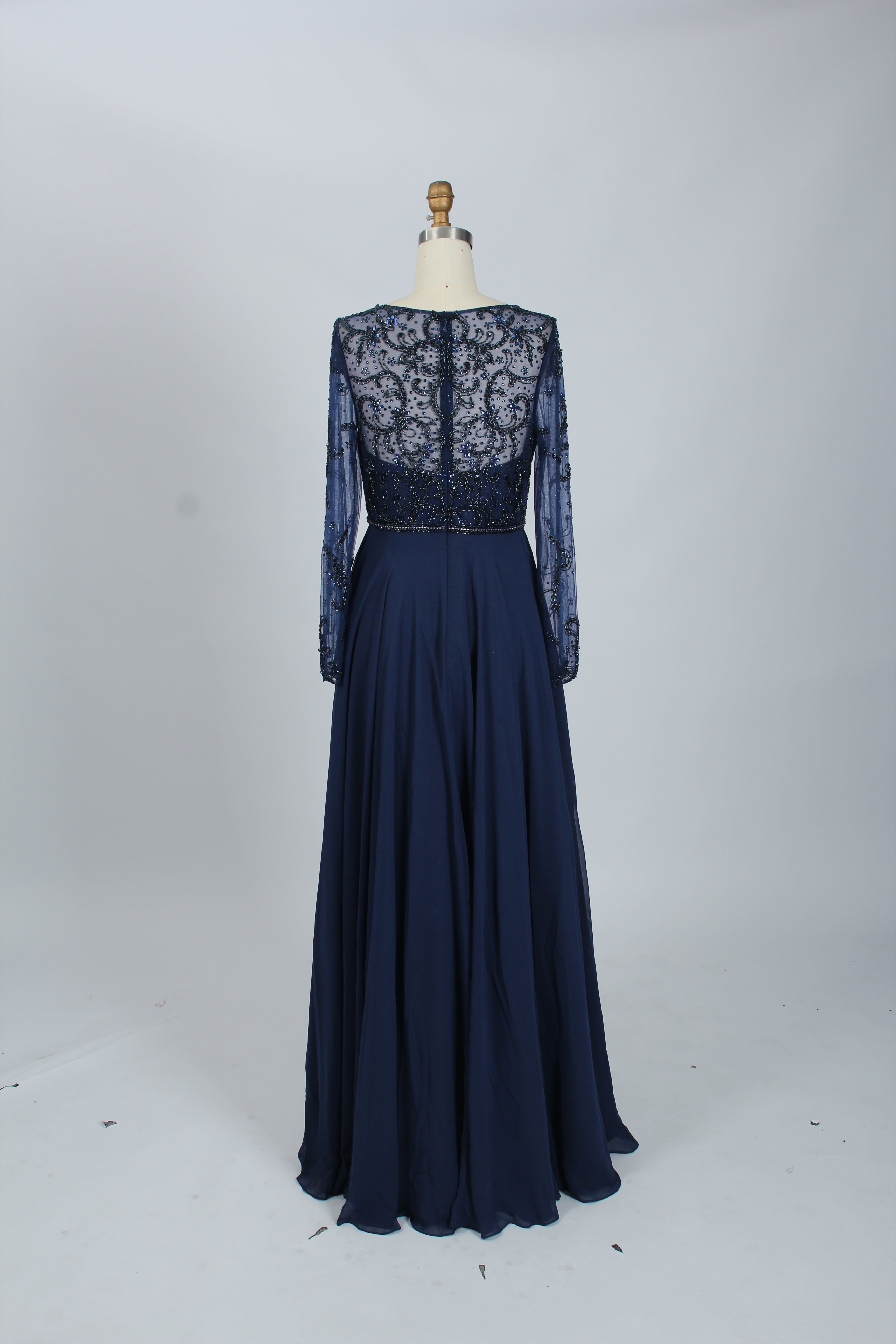 Wholesale Navy Beaded-Lace Mother-of-the-Bride Gown 32541B