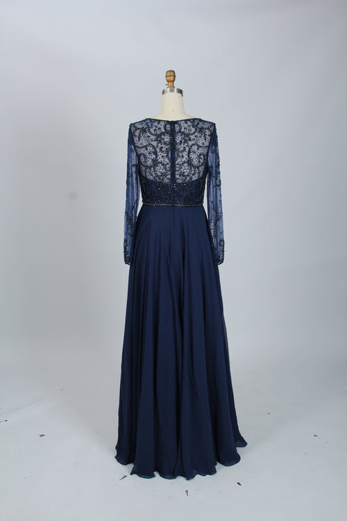 Elegant Beaded Tulle Long Sleeves Mother of the Bride Gown 32541B