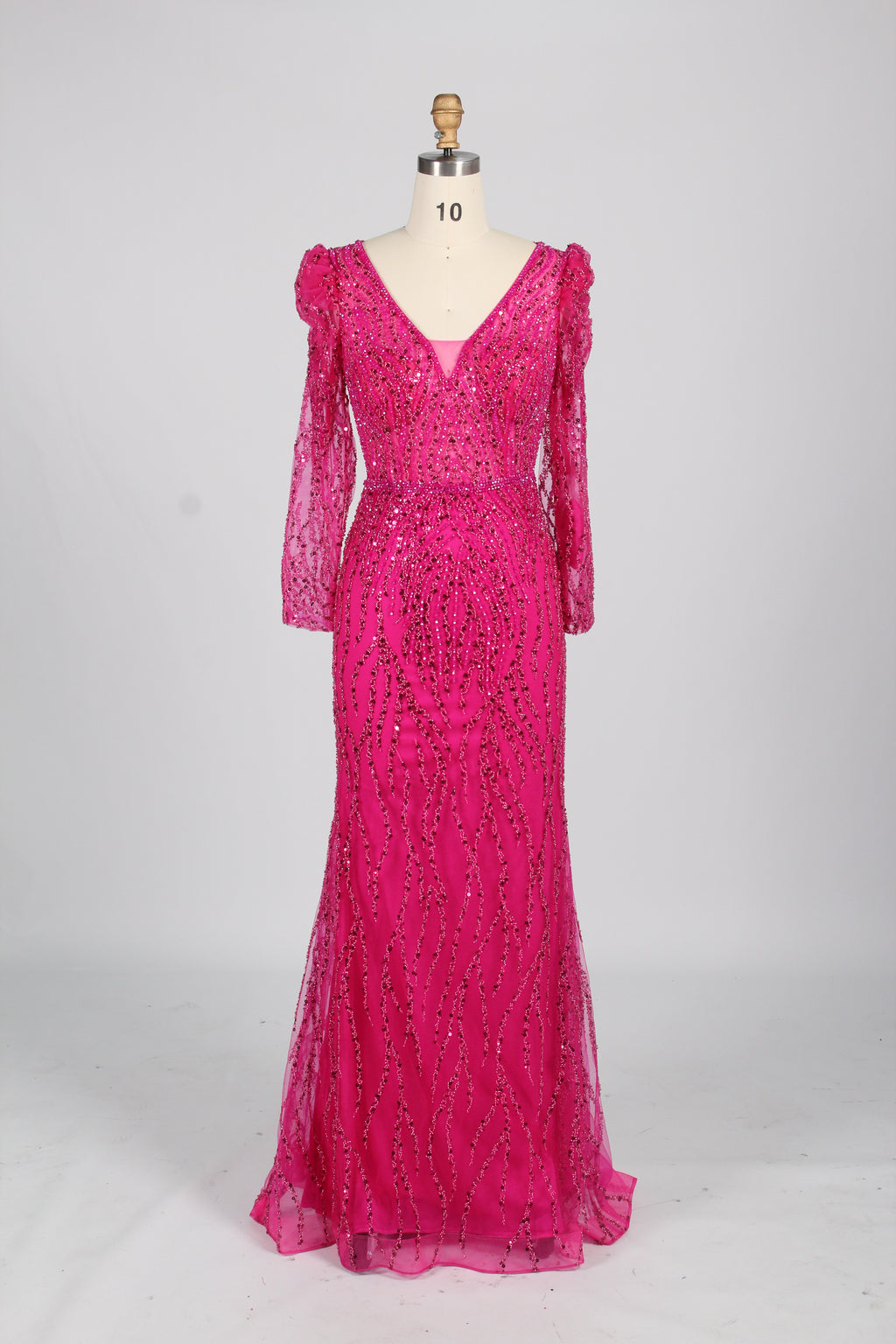 Wholesale Lilac Sequin Long-Sleeve Mermaid Prom Dress MC088