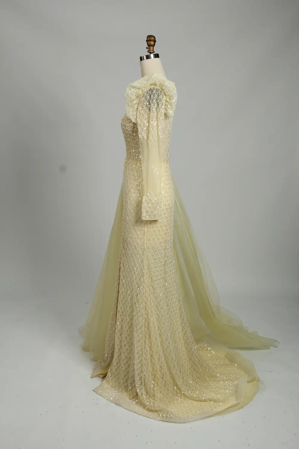 One Shoulder Sequined Mother of the Bride Dress with Overskirt MK150