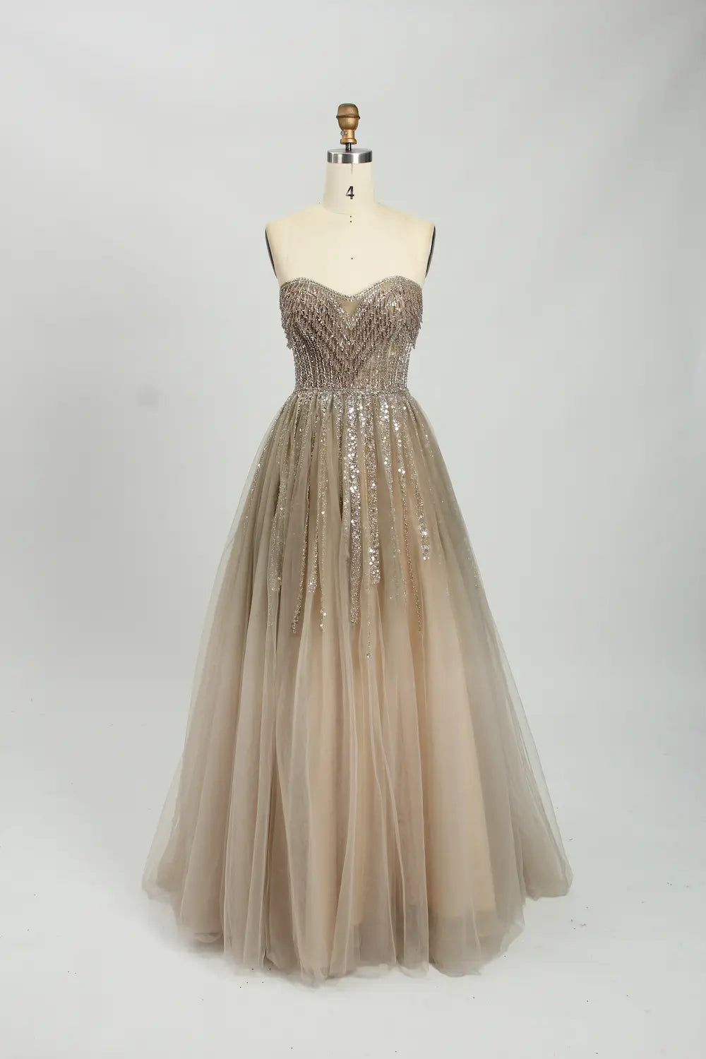Elegant Strapless Sequined A-Line Evening Dress MC114