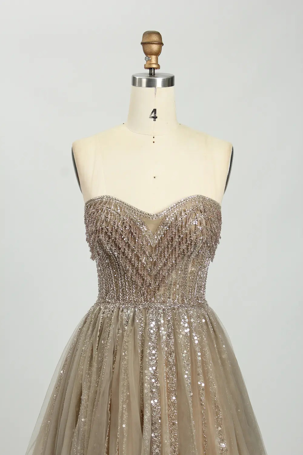 Elegant Strapless Sequined A-Line Evening Dress MC114