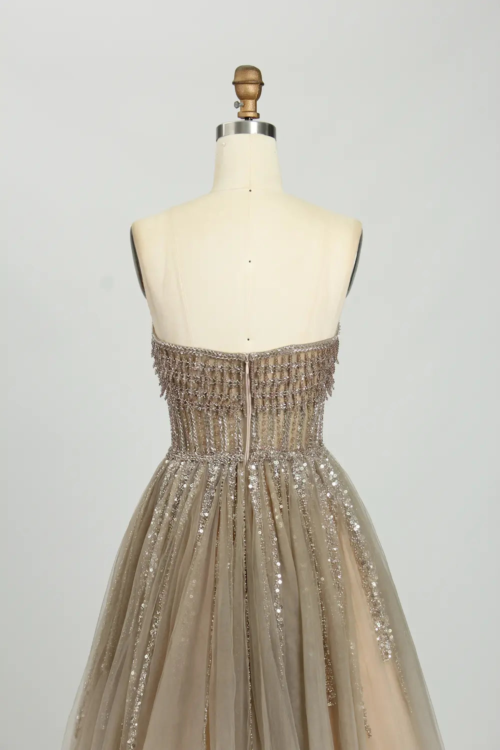 Elegant Strapless Sequined A-Line Evening Dress MC114