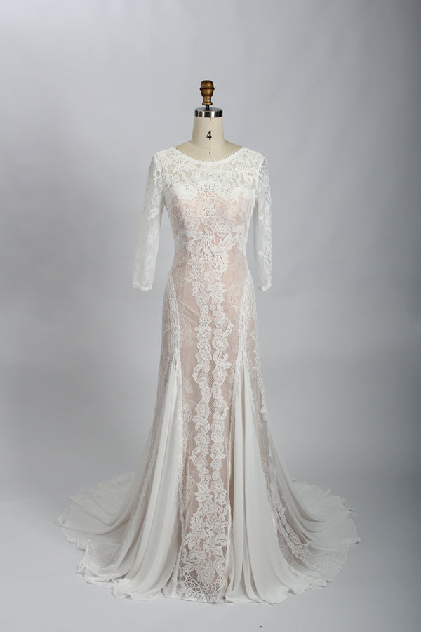 Wholesale Sheer Lace Open-Back Wedding Dress – Bridal Gown sw01