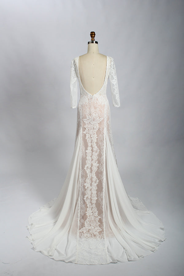 Wholesale Sheer Lace Open-Back Wedding Dress – Bridal Gown sw01