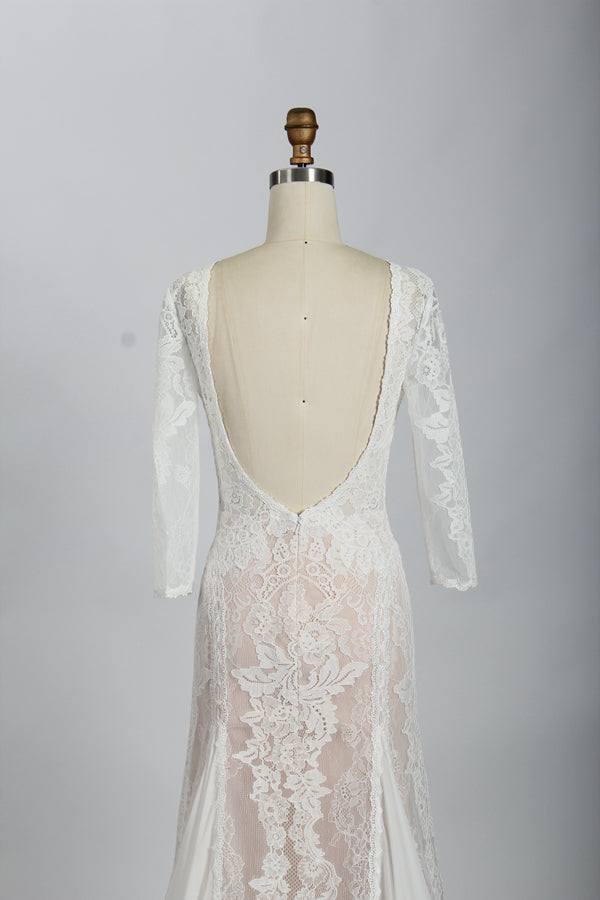 Wholesale Sheer Lace Open-Back Wedding Dress – Bridal Gown sw01