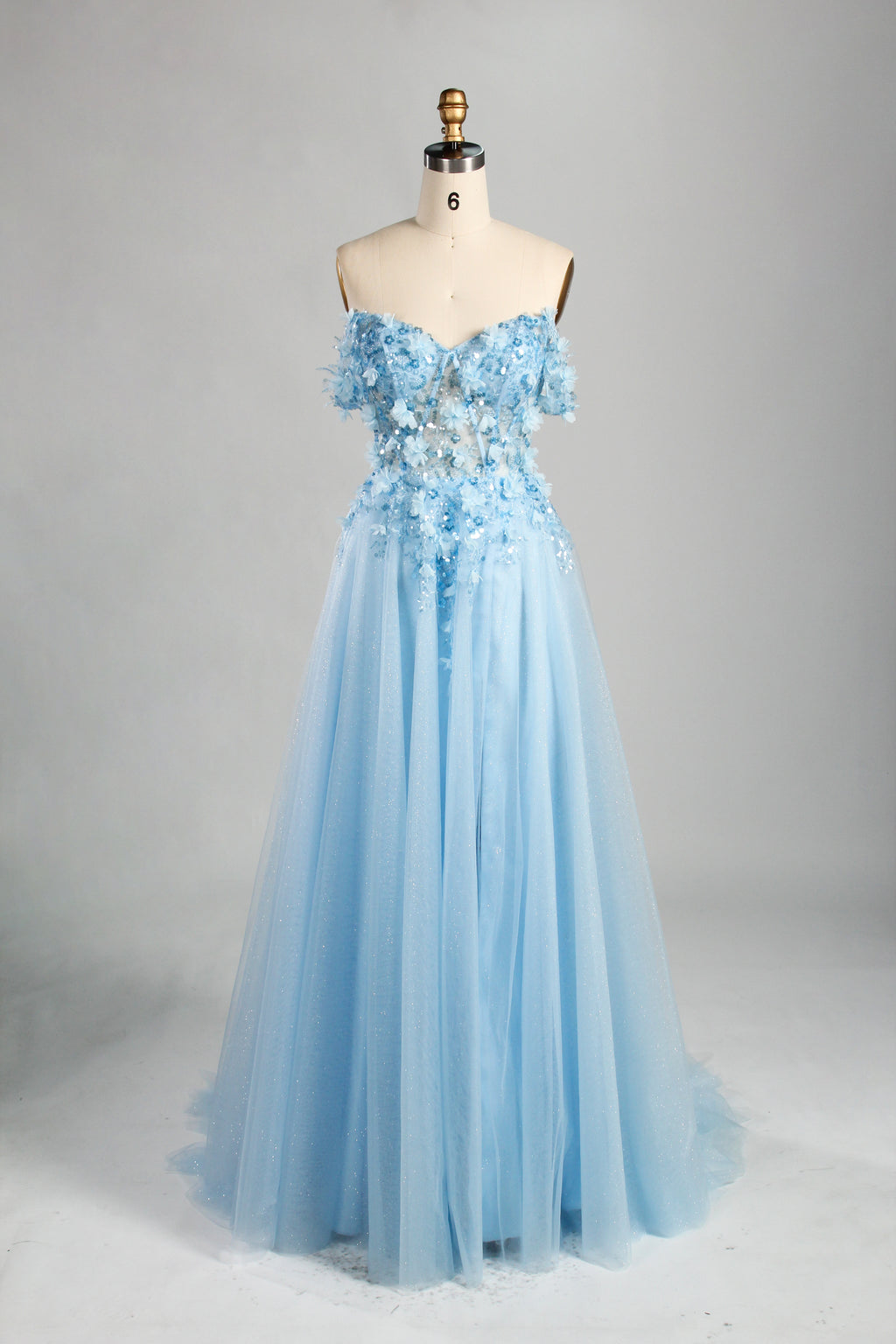 Wholesale Strapless 3D Floral Tulle Prom Dress 33014