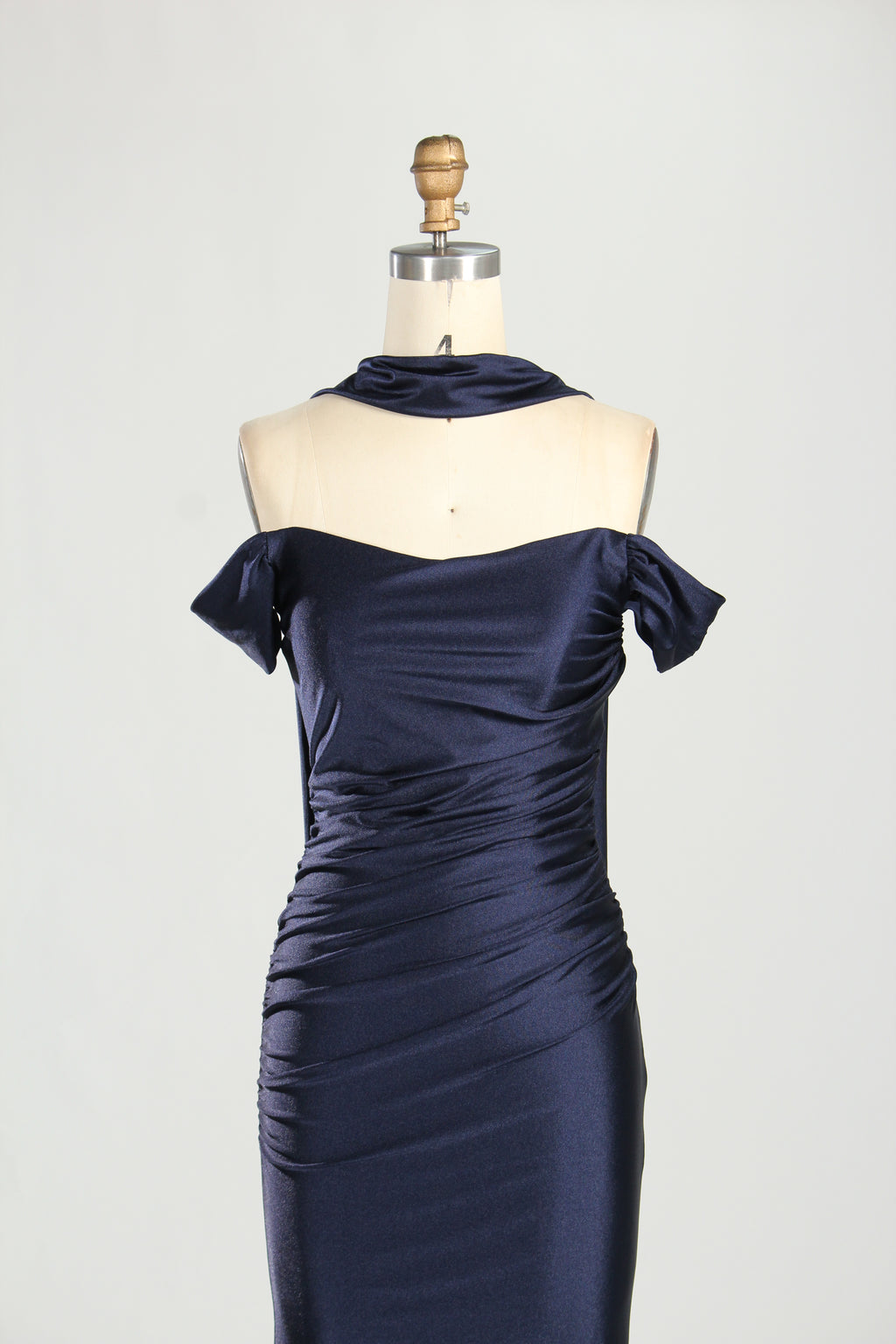 Wholesale Navy Blue Off - Shoulder Mermaid Prom Dress 33303