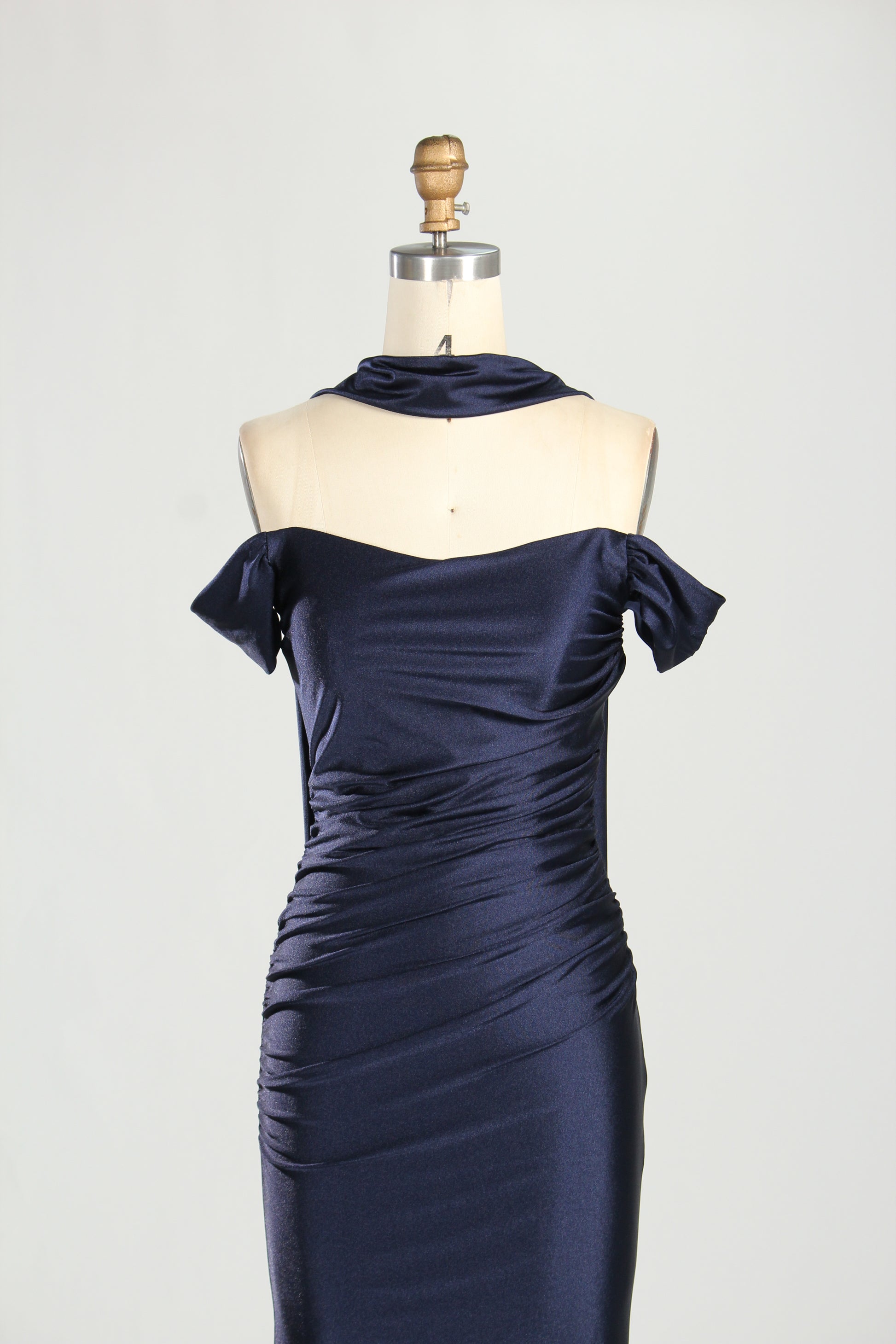 Wholesale Navy Blue Off - Shoulder Mermaid Prom Dress 33303