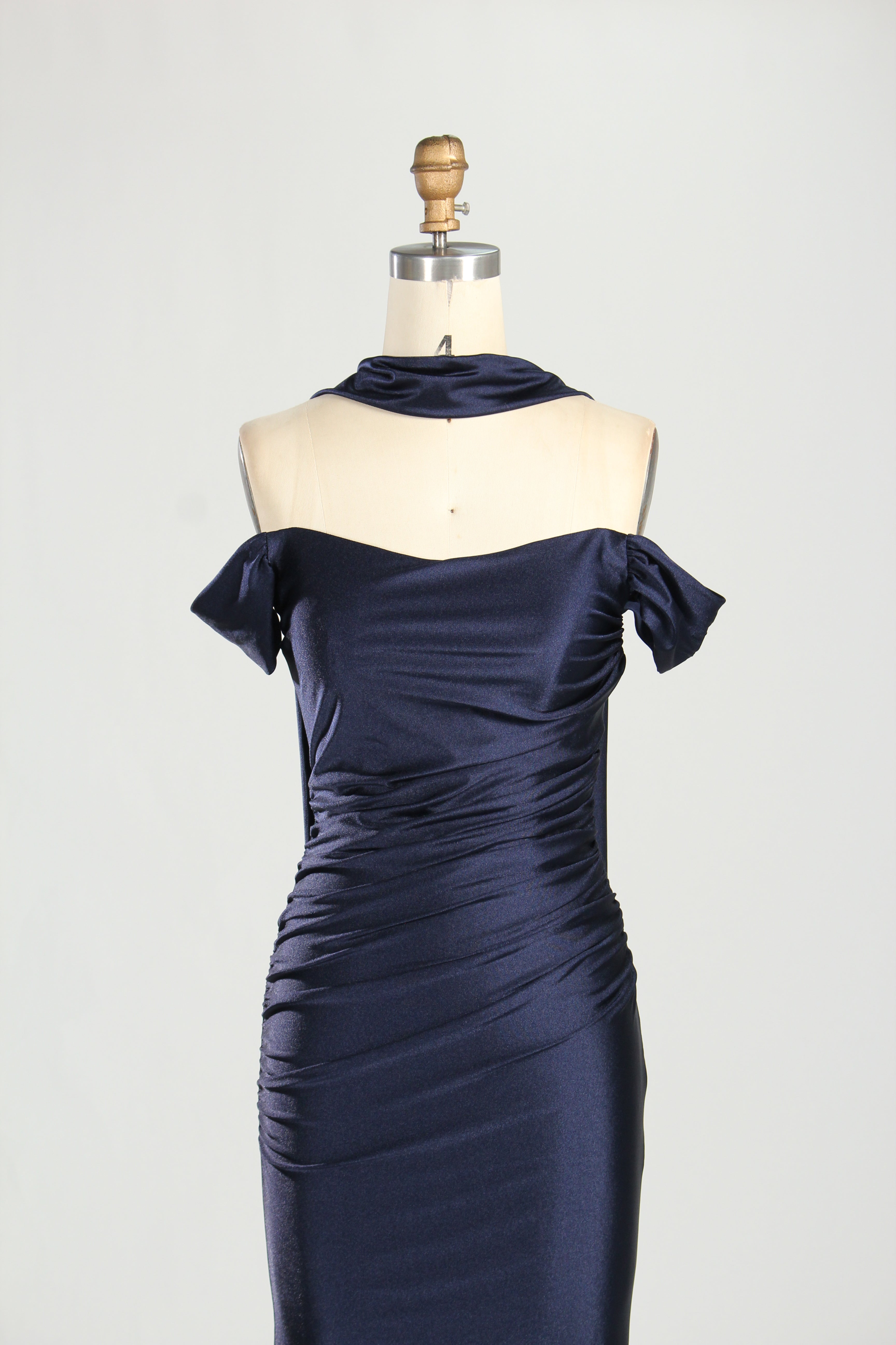 Wholesale Navy Blue Off - Shoulder Mermaid Prom Dress 33303