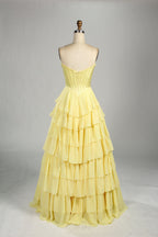 Wholesale Elegant Strapless Tiered Chiffon Prom Gown 33223C
