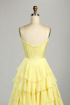 Wholesale Elegant Strapless Tiered Chiffon Prom Gown 33223C