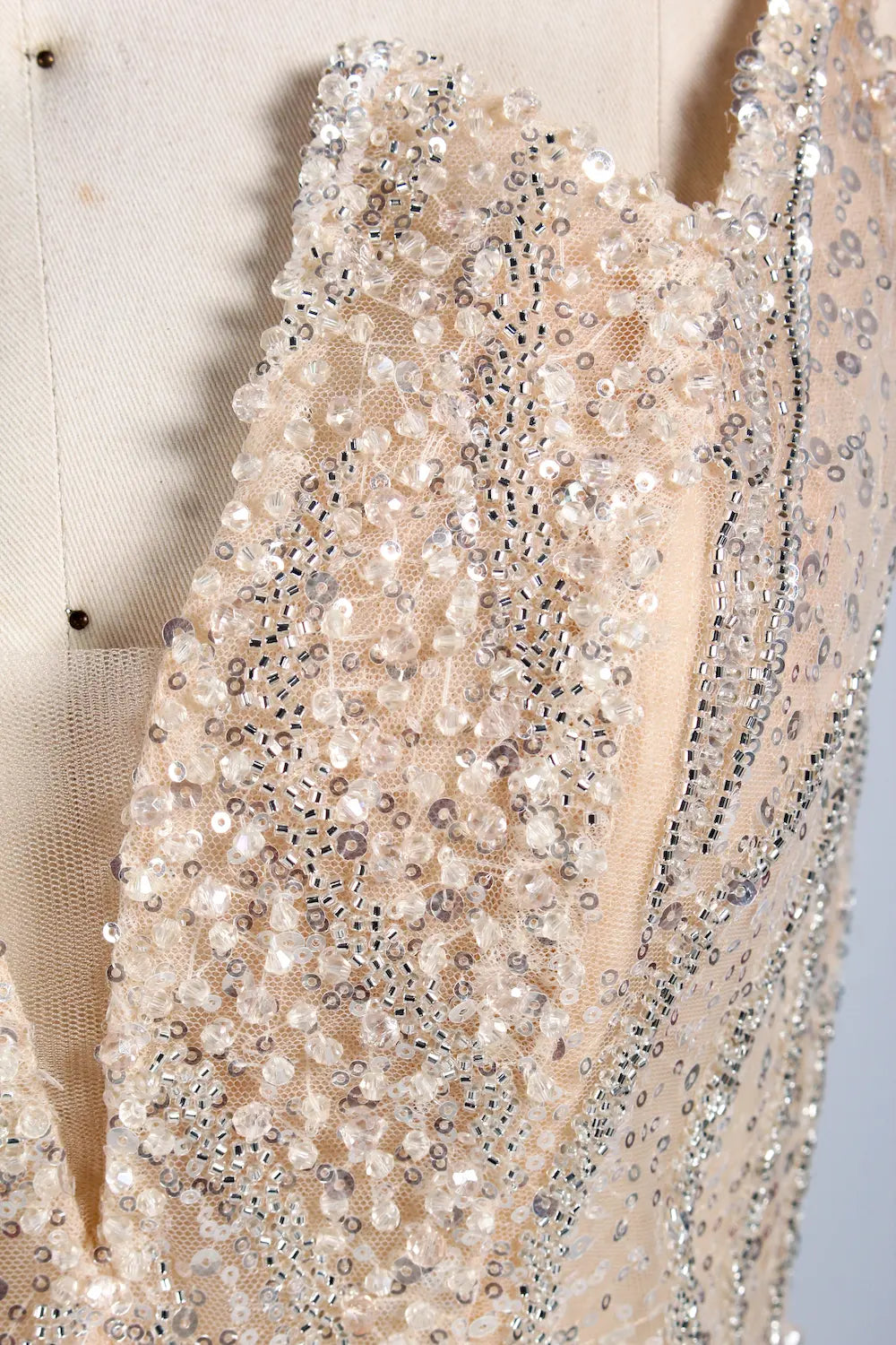 Beaded Mermaid Evening Dress with High Slit and Draped Side Panel KY035