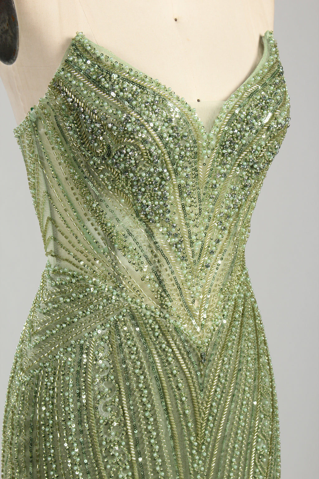 Wholesale Olive Green Beaded Mermaid Prom Dress 33306
