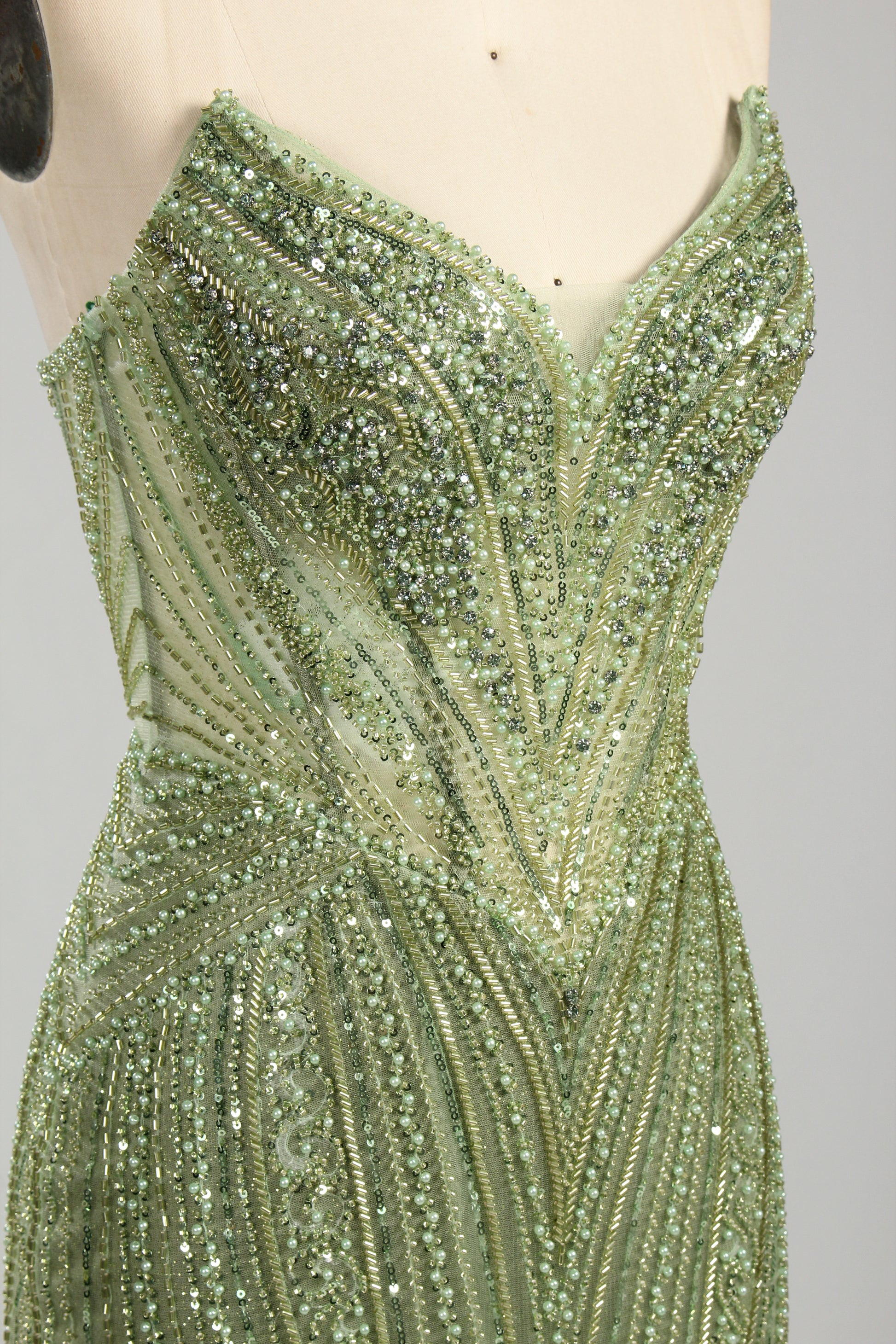 Wholesale Olive Green Beaded Mermaid Prom Dress 33306