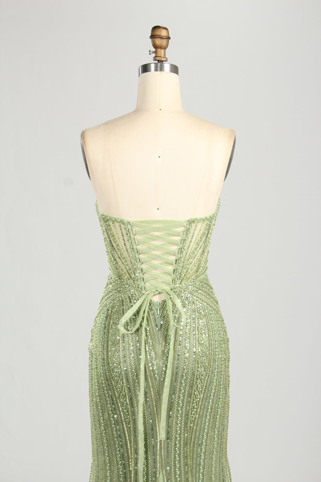 Wholesale Olive Green Beaded Mermaid Prom Dress 33306