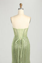 Wholesale Olive Green Beaded Mermaid Prom Dress 33306