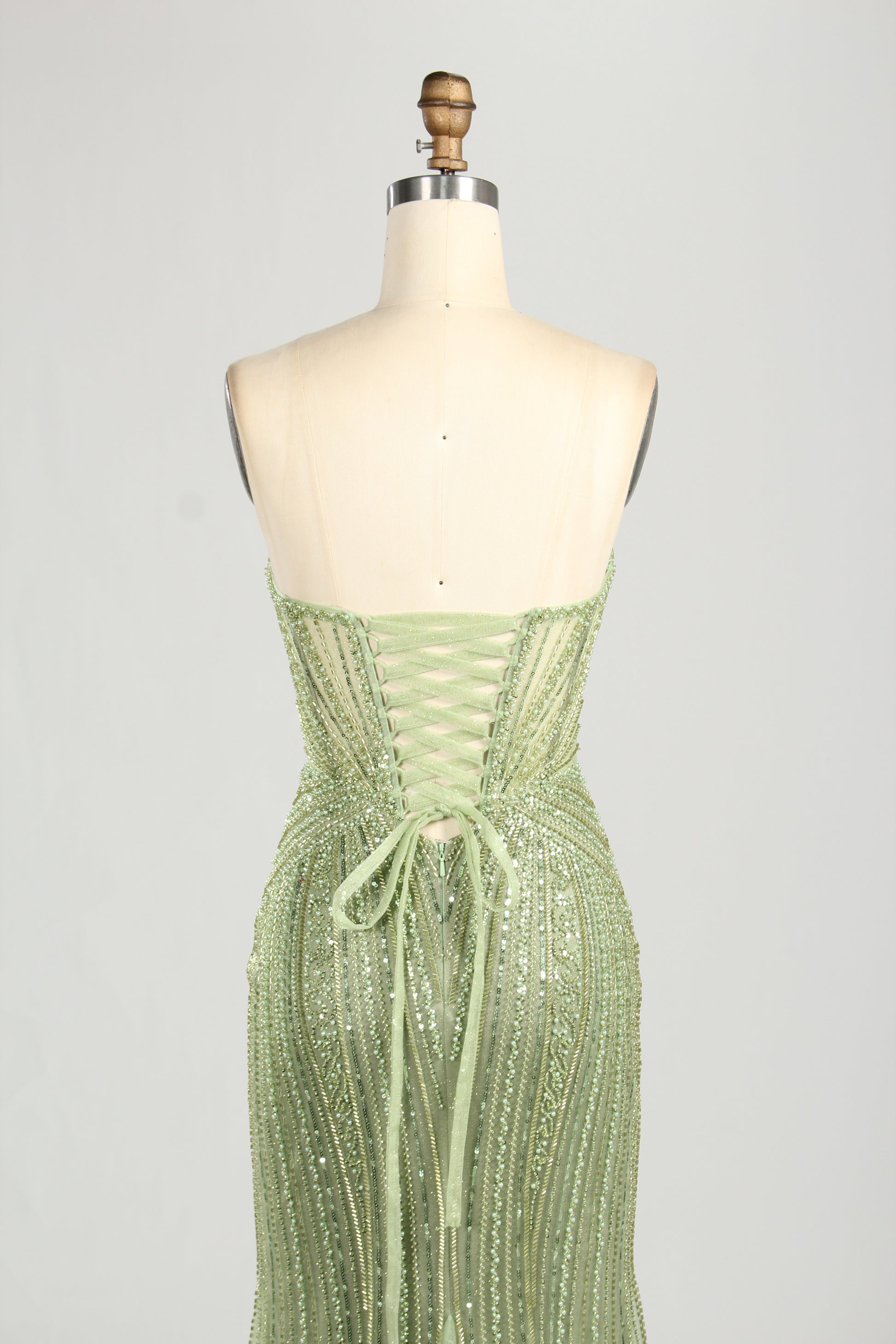 Wholesale Olive Green Beaded Mermaid Prom Dress 33306