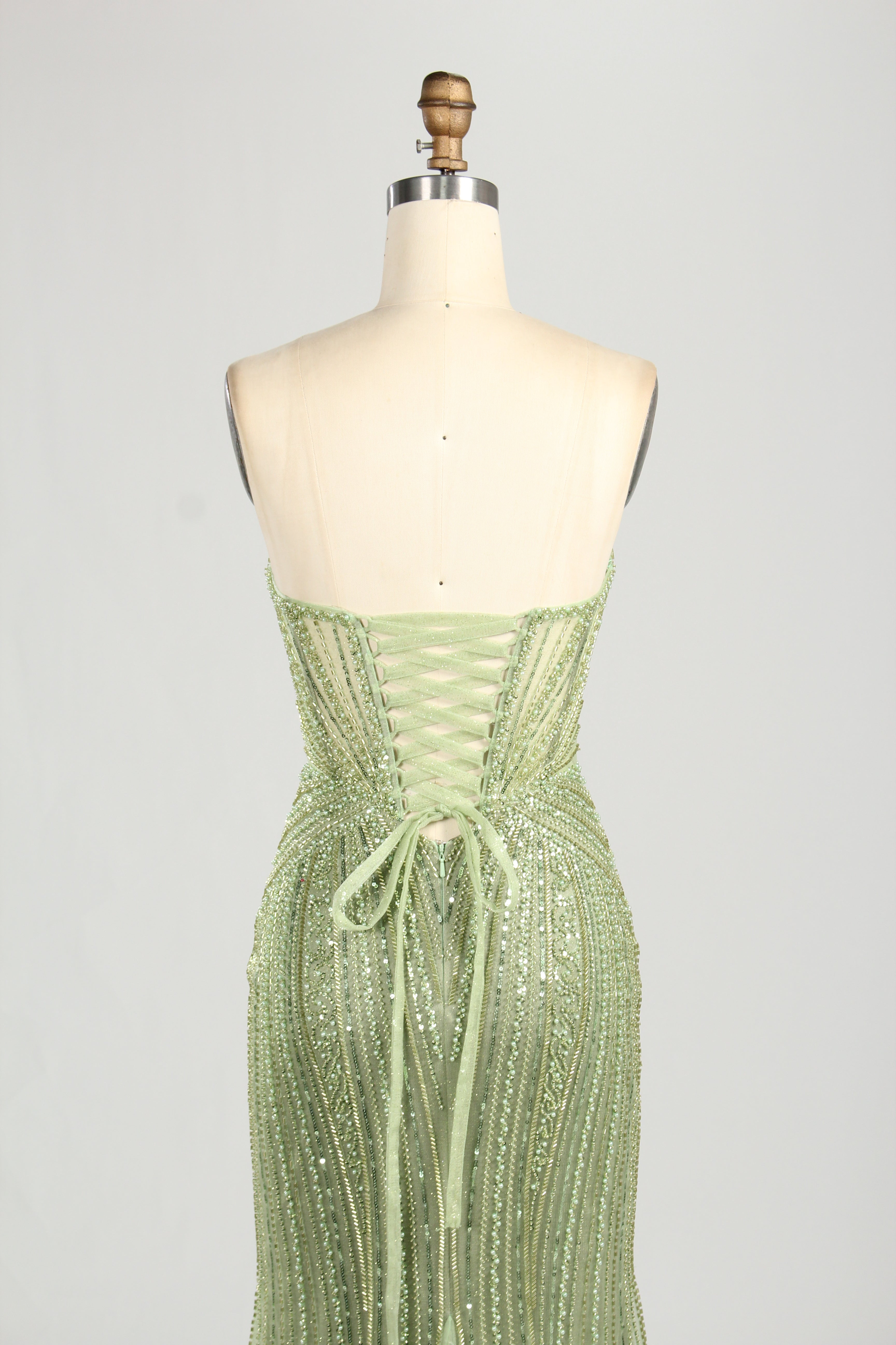 Wholesale Olive Green Beaded Mermaid Prom Dress 33306