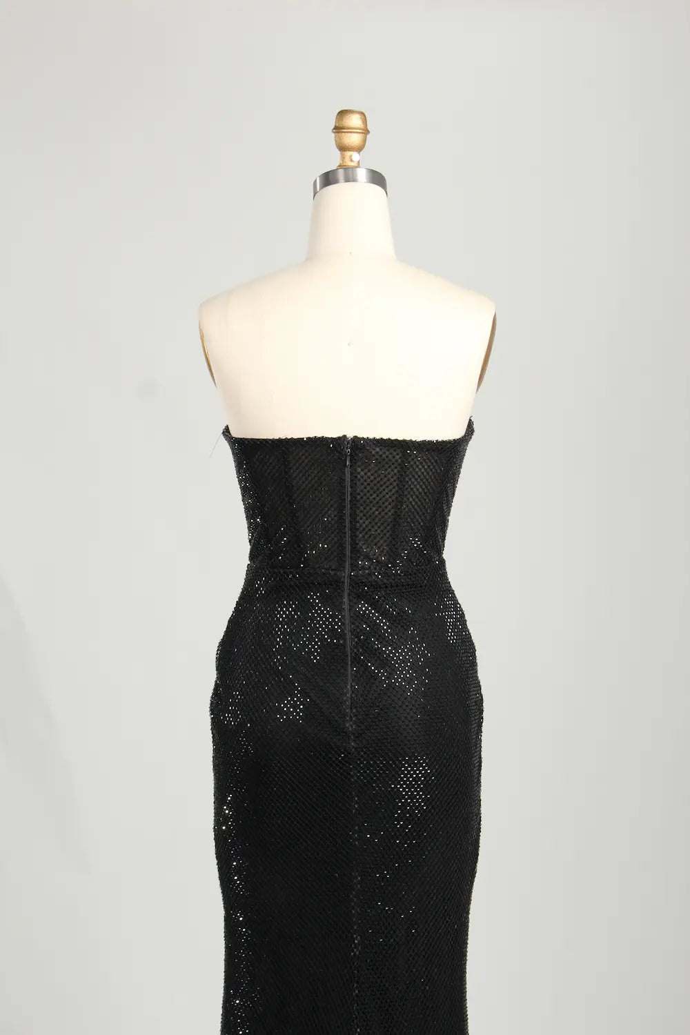 Black Strapless Beaded Sweetheart Mermaid Evening Gown with Slit KS065