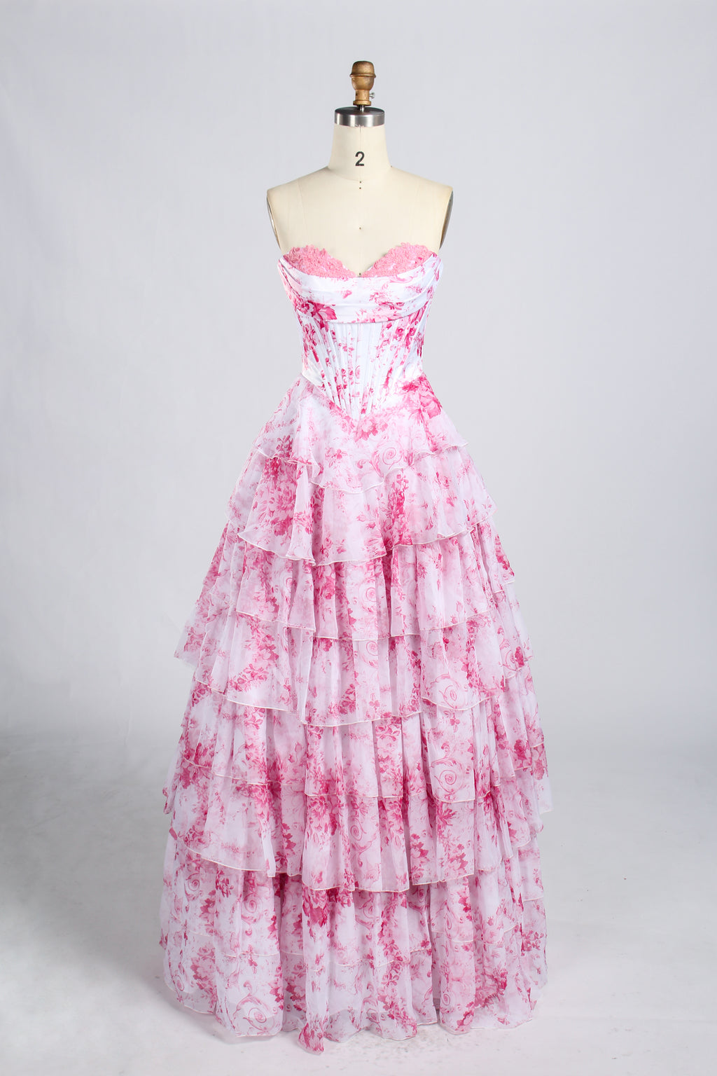 Wholesale Elegant Strapless Tiered Chiffon Prom Gown 33223C