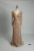 Wholesale Lilac Sequin Long-Sleeve Mermaid Prom Dress MC088