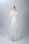 Supplier Short Sleeve V - Neck Lace Wedding Dress 32642C