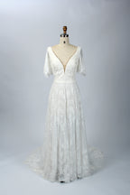 Supplier Short Sleeve V - Neck Lace Wedding Dress 32642C