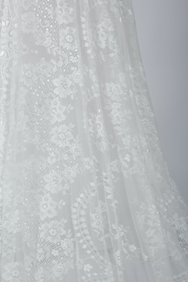 Supplier Short Sleeve V - Neck Lace Wedding Dress 32642C