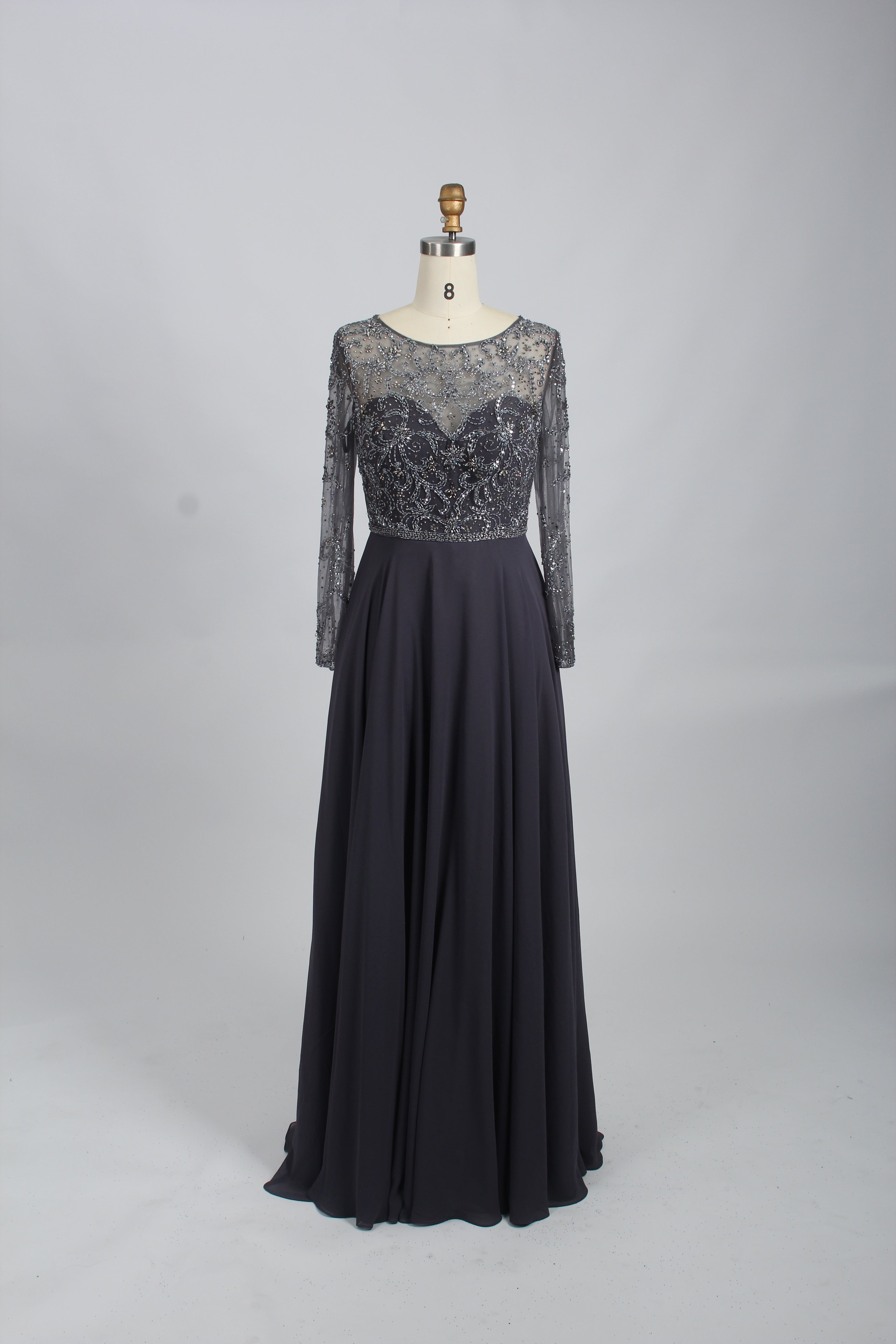 Wholesale Navy Beaded-Lace Mother-of-the-Bride Gown 32541B