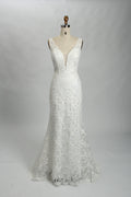 Supplier Plunging V - Neck Lace Mermaid Wedding Dress 3314