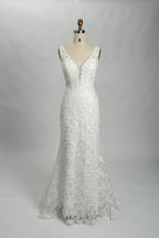 Supplier Plunging V - Neck Lace Mermaid Wedding Dress 3314