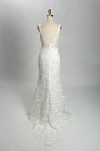 Supplier Plunging V - Neck Lace Mermaid Wedding Dress 3314