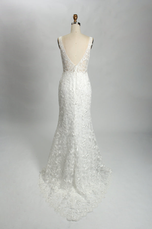 Supplier Plunging V - Neck Lace Mermaid Wedding Dress 3314