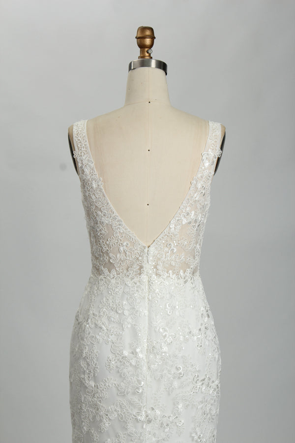Supplier Plunging V - Neck Lace Mermaid Wedding Dress 3314
