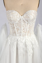 Wholesale Strapless Lace - Applique Tulle Wedding Dress tg011