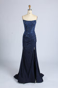 Wholesale Red Crystal-Embellished Strapless Mermaid Evening Gown 33320