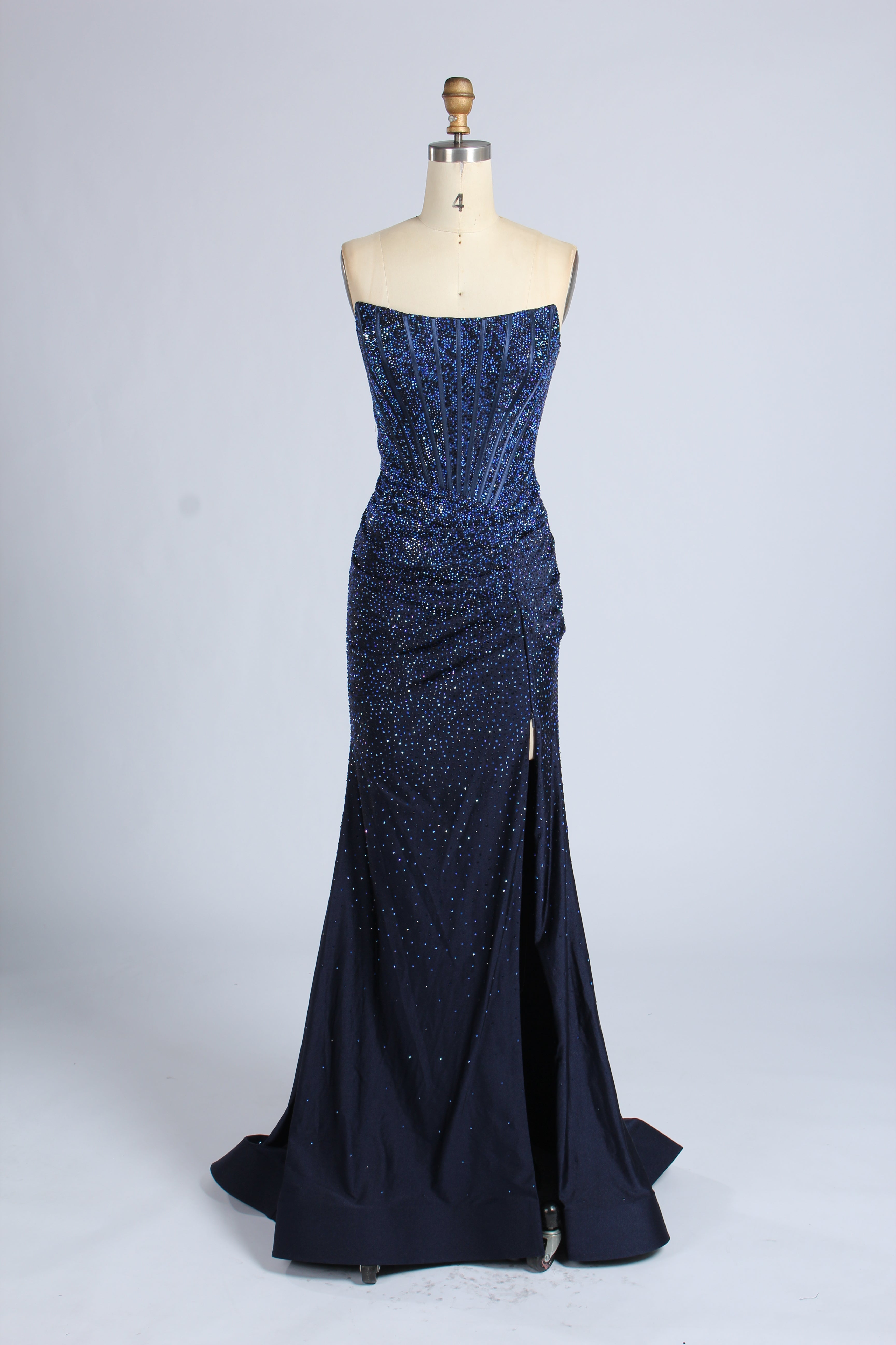 Wholesale Red Crystal-Embellished Strapless Mermaid Evening Gown 33320