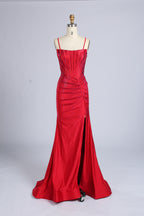 Wholesale Red Crystal-Embellished Strapless Mermaid Evening Gown 33320