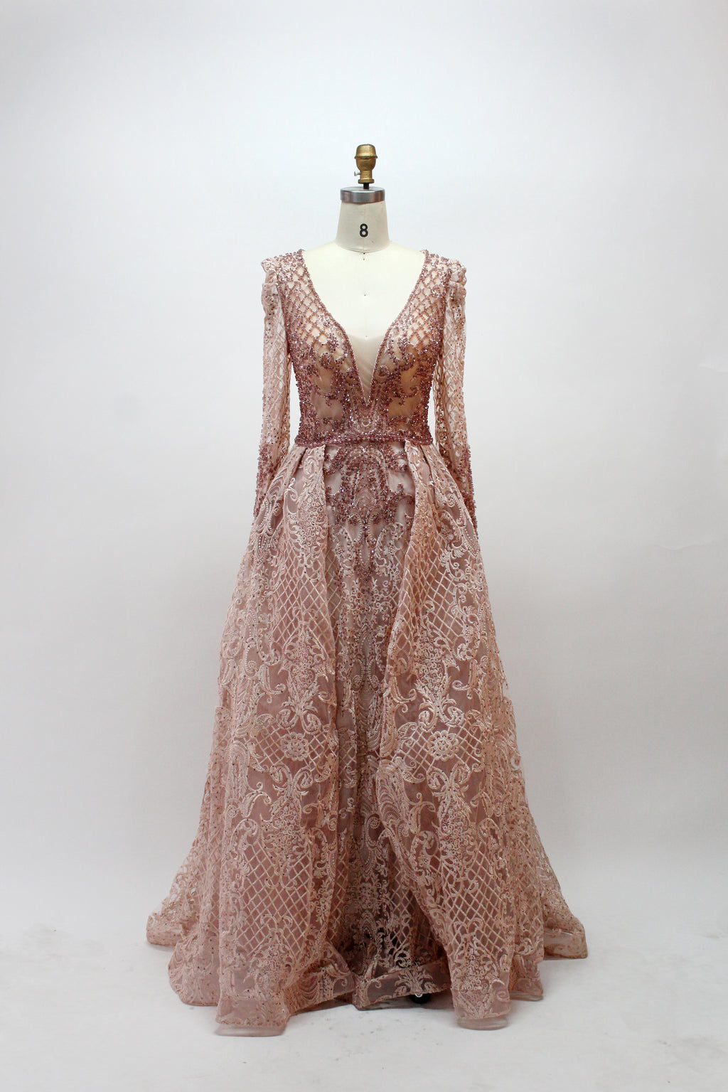 Wholesale Embroidered Sheer - Sleeve Mother Dress MK031