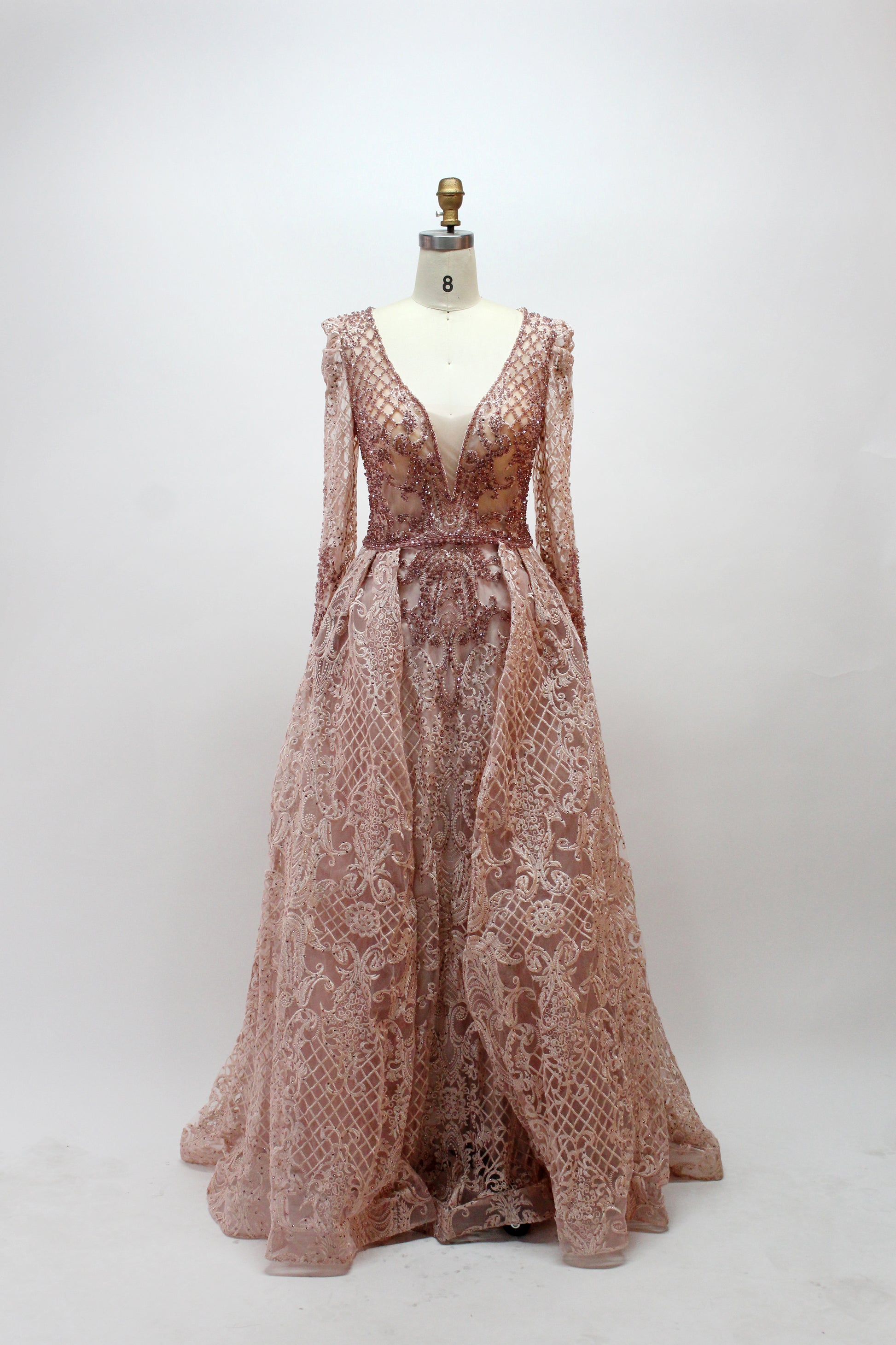 Wholesale Embroidered Sheer - Sleeve Mother Dress MK031