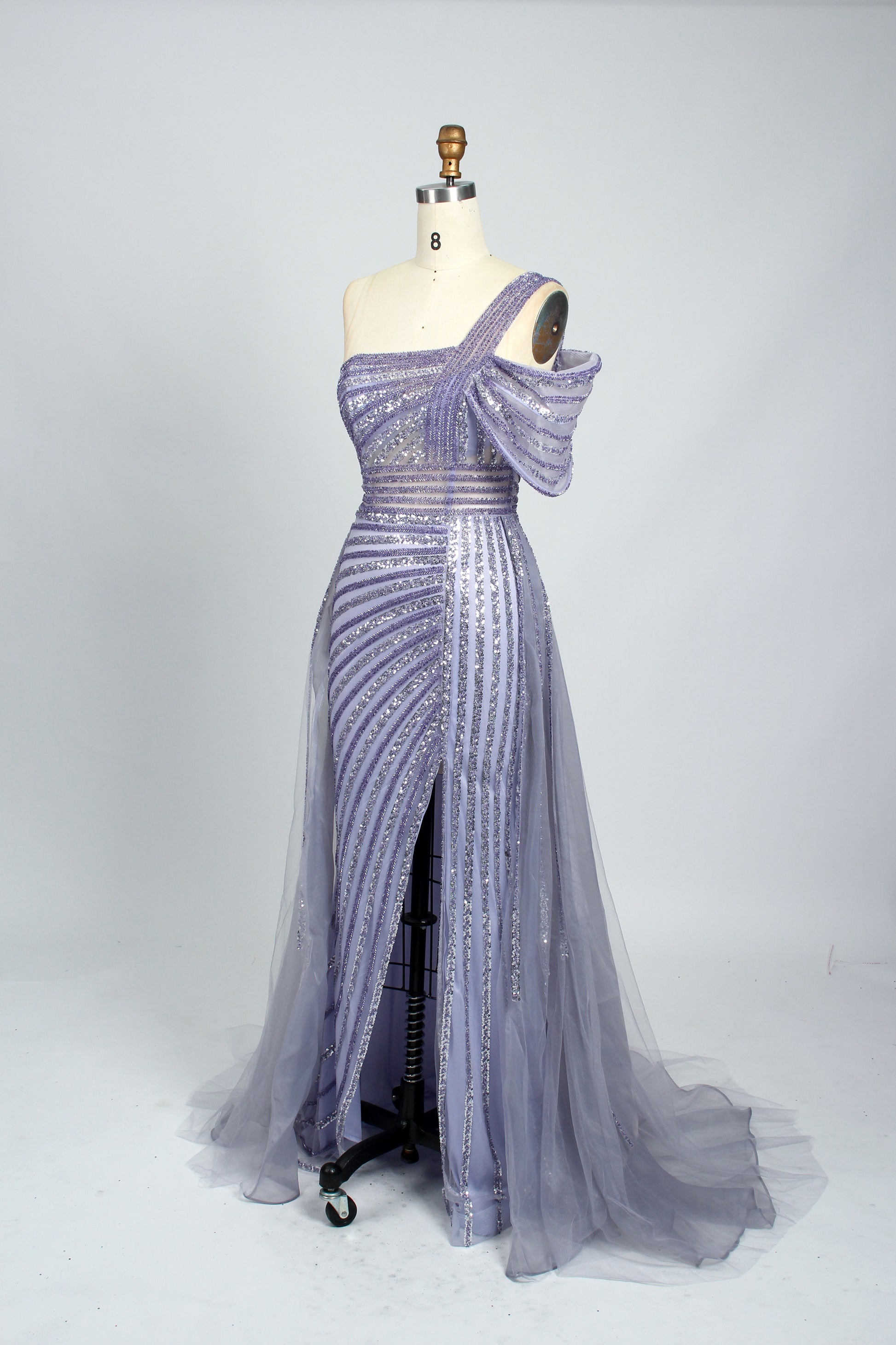 Wholesale Shimmering One-Shoulder Evening Gown - Radiate Elegance KL127