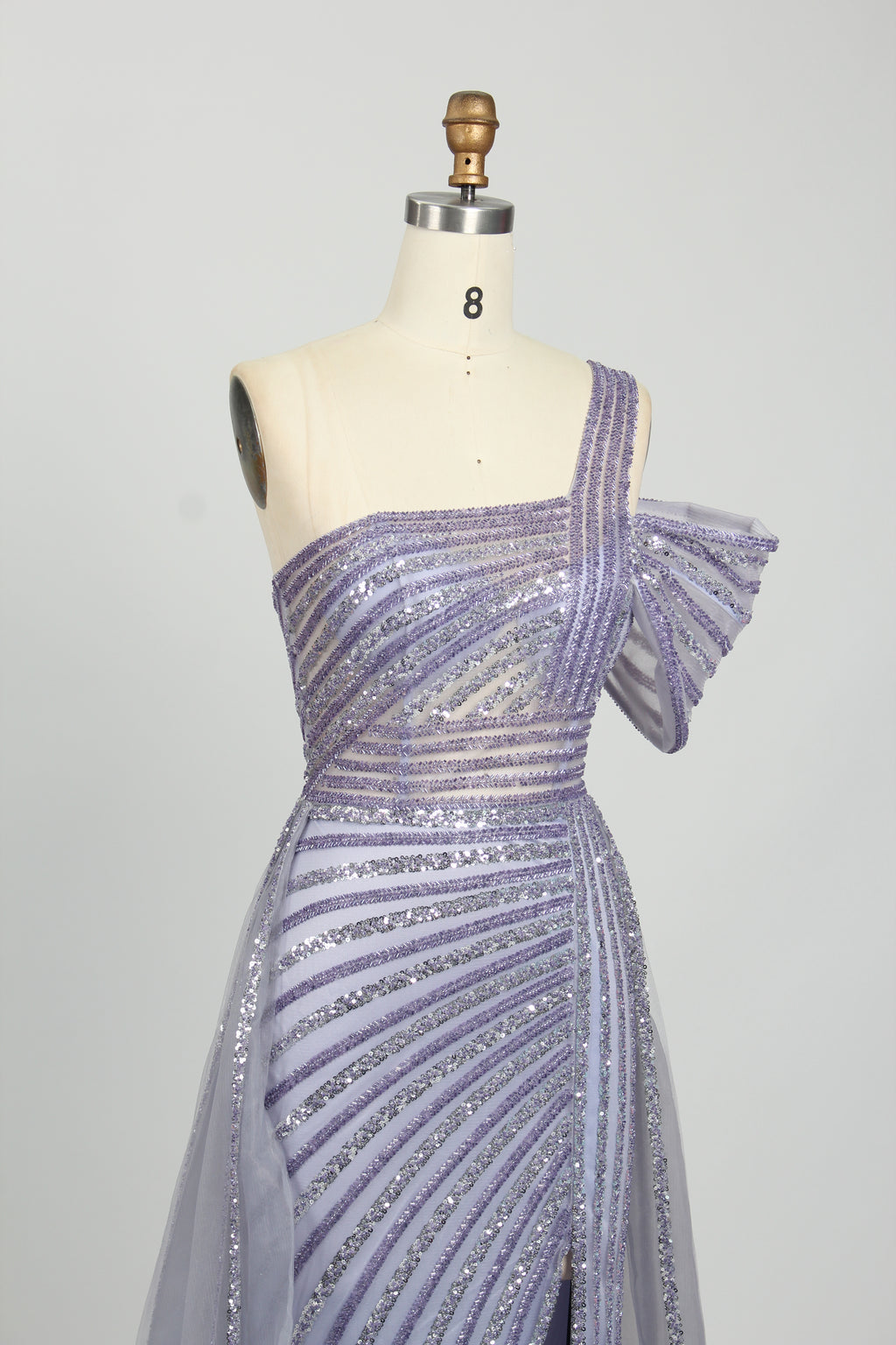 Supplier One-Shoulder Sequin Tulle Mermaid Gown KL127