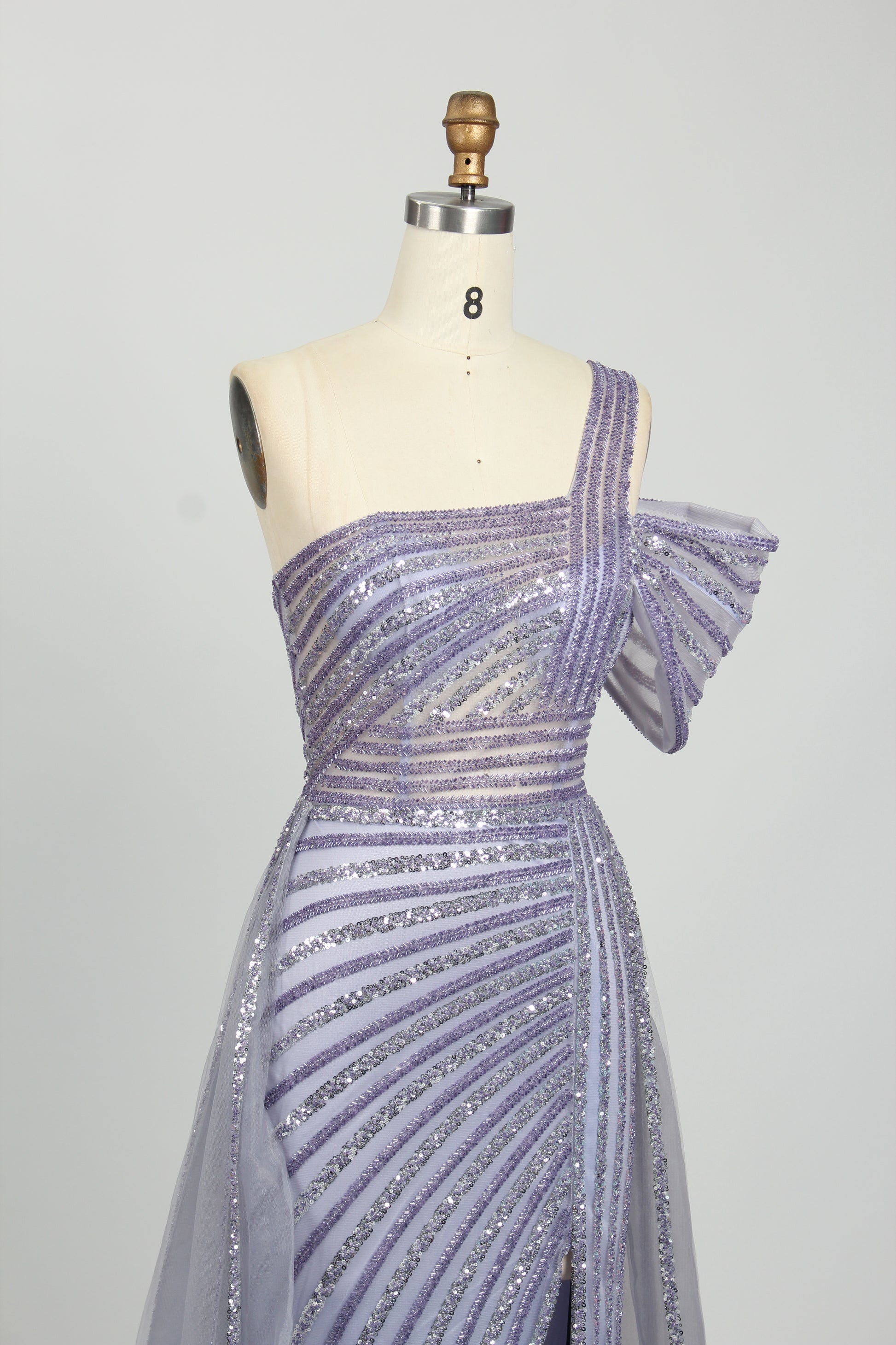 Wholesale Shimmering One-Shoulder Evening Gown - Radiate Elegance KL127