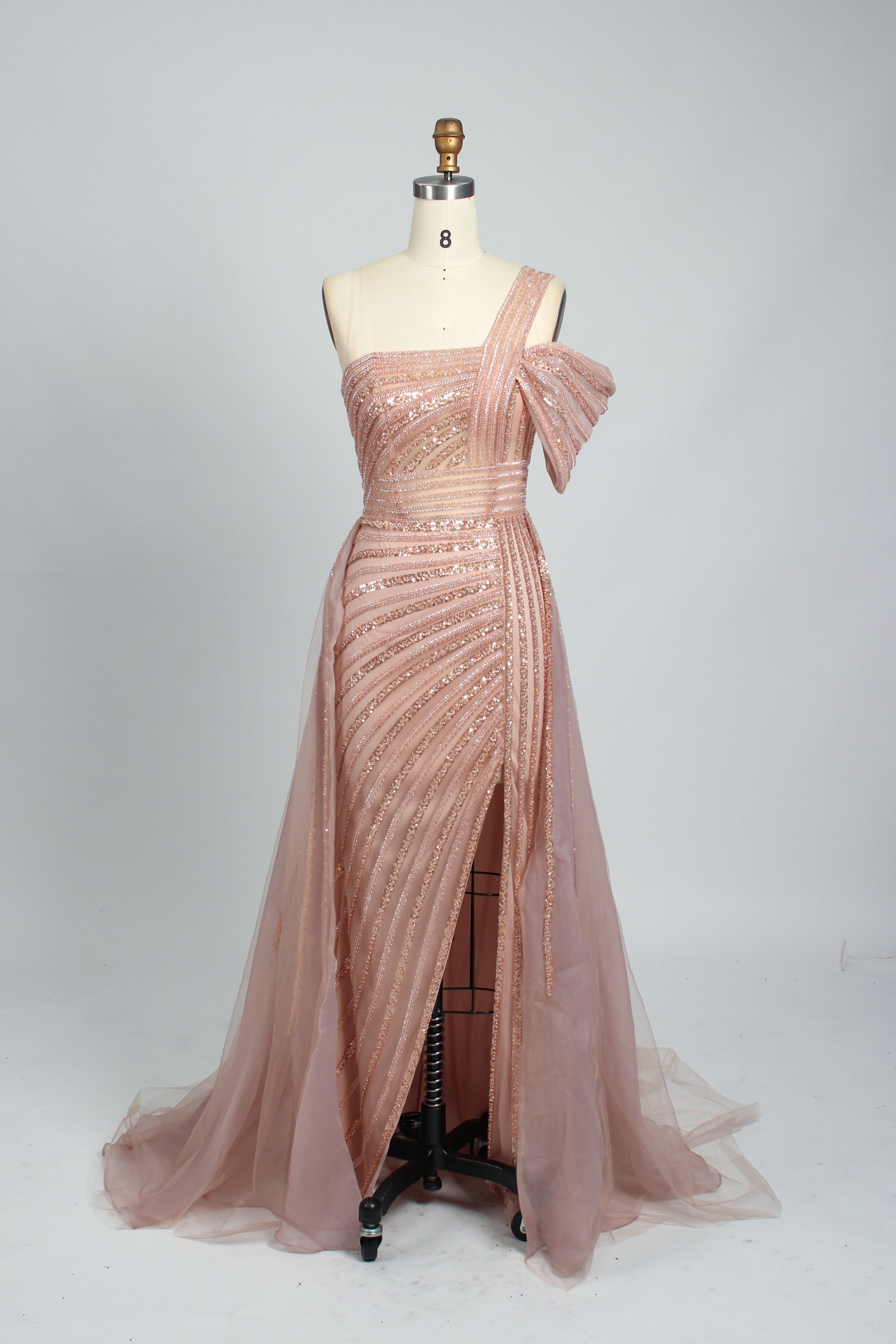 Wholesale Shimmering One-Shoulder Evening Gown - Radiate Elegance KL127