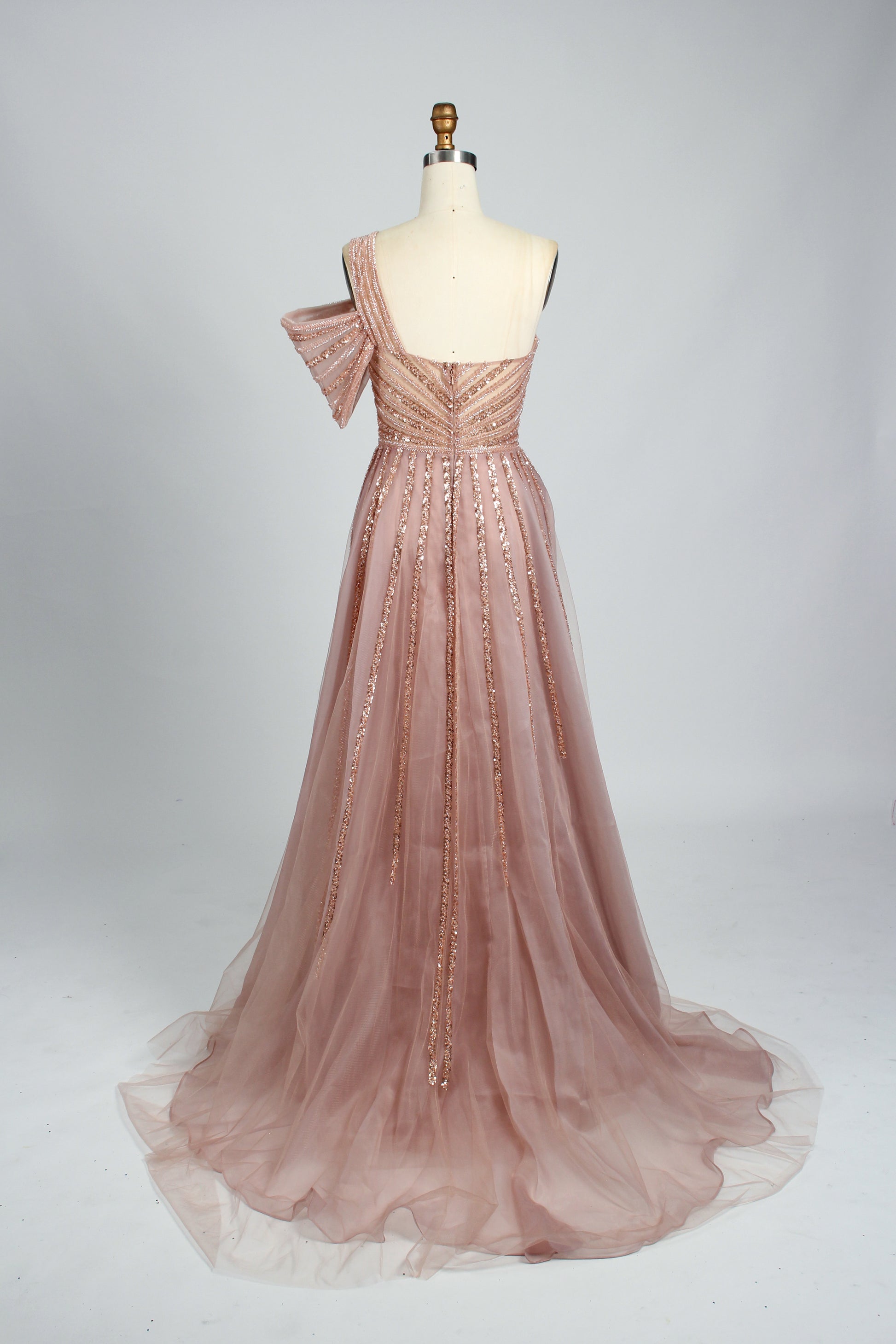 Wholesale Shimmering One-Shoulder Evening Gown - Radiate Elegance KL127