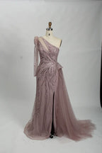 One Shoulder Sequined Sage Green Mother of the Bride Dress MC105