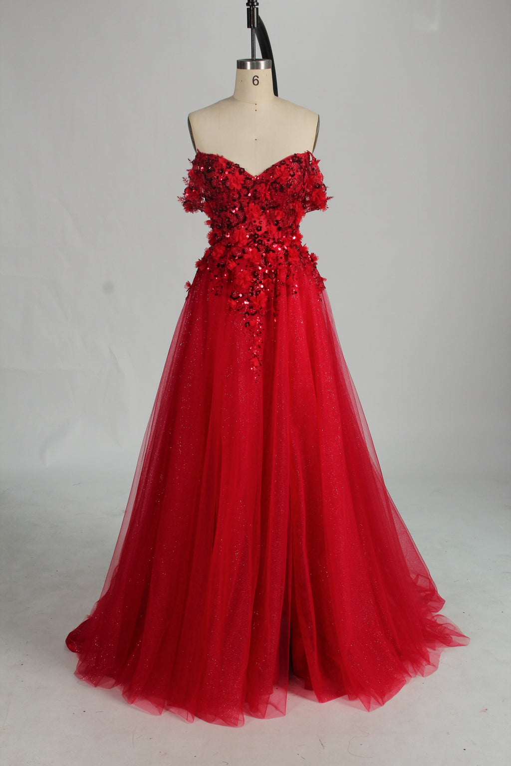 Wholesale Strapless 3D Floral Tulle Prom Dress 33014