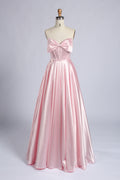 Wholesale Pink Satin Strapless Ball Gown with Bow Detail 33403b